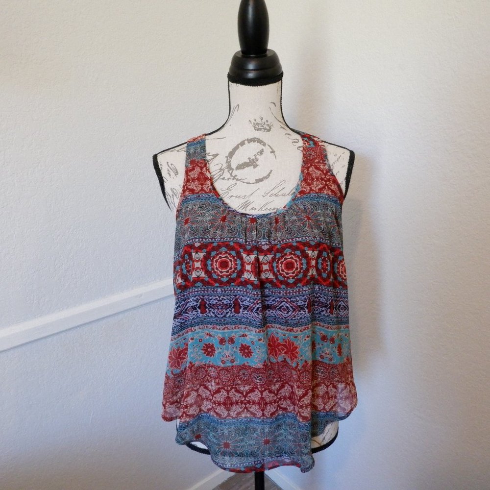 Sheer Flowy Boho Patterned Tank